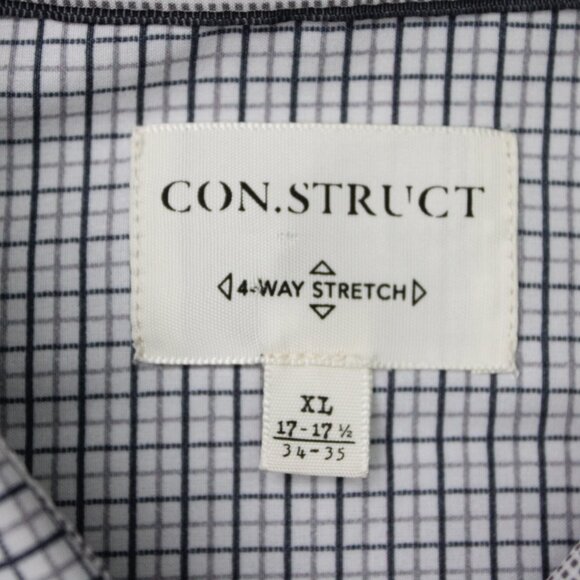 Construct Shirt Mens XL, 17-17 1/2, 34/35 Black/Gray 4 Way Stretch Long Sleeve - Picture 8 of 13